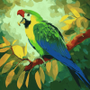 Green Parrot Birds Diamond Painting