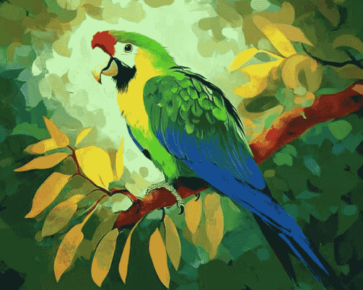 Green Parrot Birds Diamond Painting