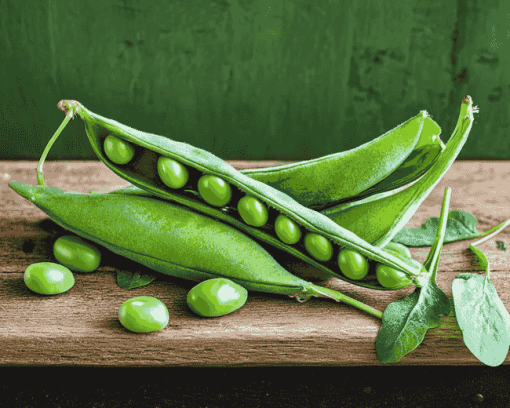 Green Peas on Wooden Table Diamond Painting