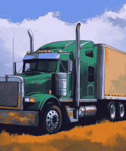 Green Semi Truck Diamond Painting