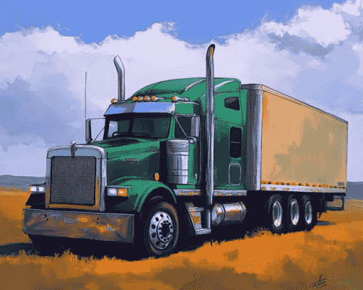 Green Semi Truck Diamond Painting