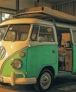 Green VW Van Diamond Painting