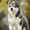 Grey Akita Puppy Diamond Painting