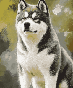 Grey Akita Puppy Diamond Painting