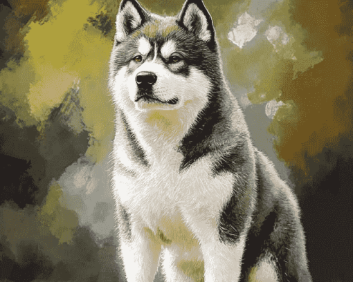 Grey Akita Puppy Diamond Painting