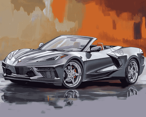 Grey C8 Corvette Convertible Diamond Painting