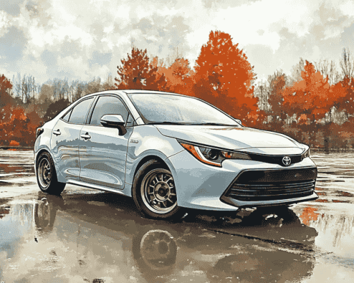 Grey Corolla Car Art Diamond Painting