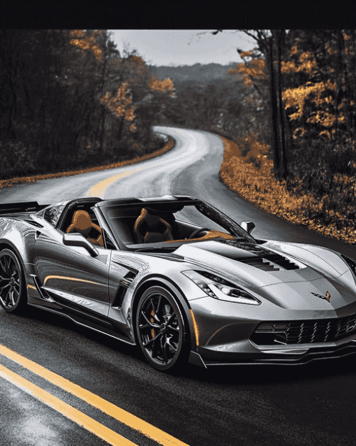 Grey Corvette Stingray Car Diamond Painting