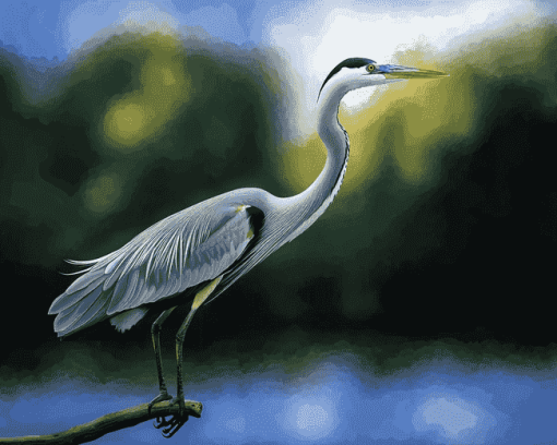 Grey Heron Bird Diamond Painting