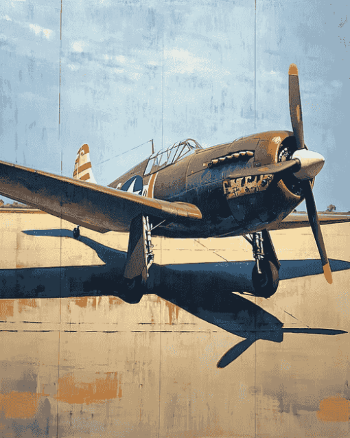 Grey P 40 Fighter Diamond Painting