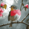 Grey Rose Robin Birds Diamond Painting