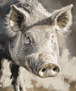 Grey Wild Hog Diamond Painting