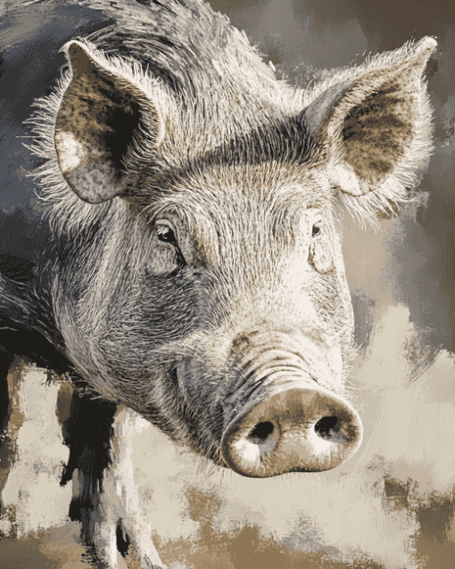 Grey Wild Hog Diamond Painting