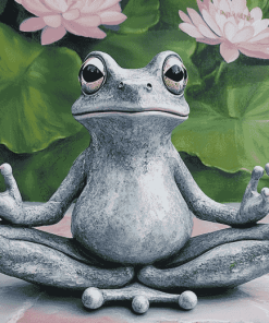 Grey Yoga Meditation Frog Diamond Painting