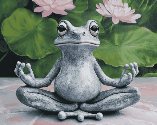 Grey Yoga Meditation Frog Diamond Painting