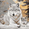 Grey and White Wolf Diamond Painting