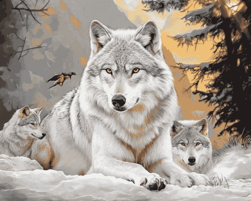 Grey and White Wolf Diamond Painting