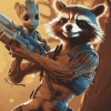 Groot and Rocket Fortnite Art Diamond Painting