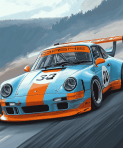 Gulf Porsche Racing Car Diamond Painting