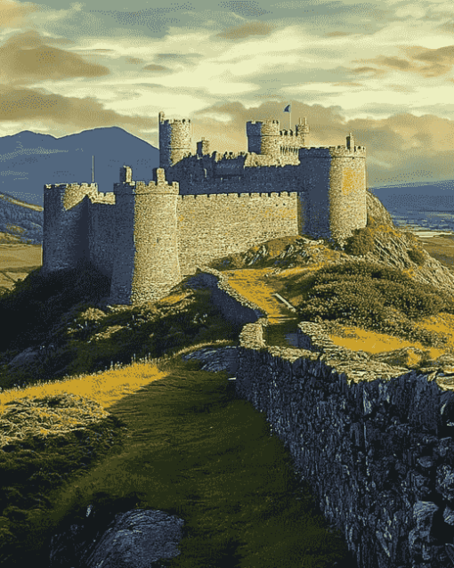 Harlech Castle in Wales Diamond Painting