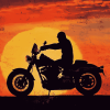 Harley Silhouette in Sunset Diamond Painting