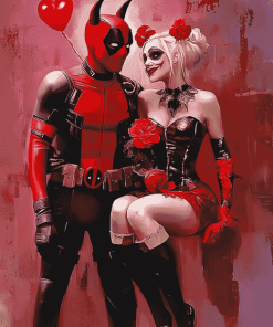 Harley and Deadpool Cartoon Diamond Painting