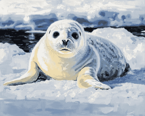 Harp Seal Winter Wonderland Diamond Painting