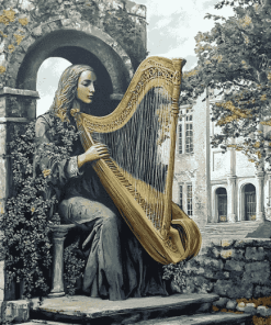 Harpist Architecture Diamond Painting