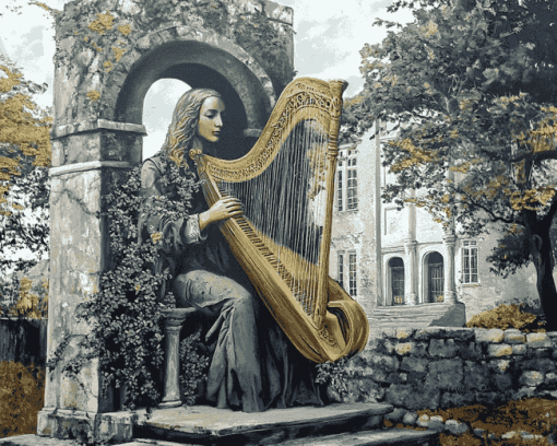 Harpist Architecture Diamond Painting