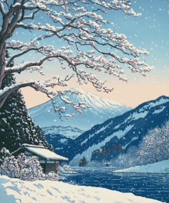 Hasui Kawase Snowy Landscape Diamond Painting