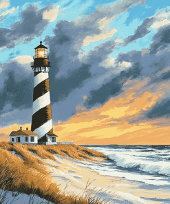 Hatteras Lighthouse Seascape Diamond Painting