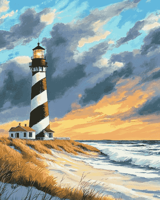 Hatteras Lighthouse Seascape Diamond Painting