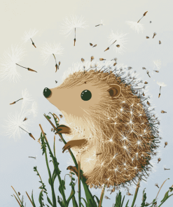 Hedgehog with Dandelions Cartoon Diamond Painting