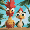 Hei Hei and Pua Cartoon Diamond Painting