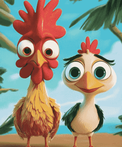 Hei Hei and Pua Cartoon Diamond Painting