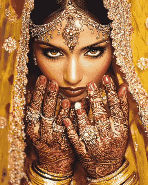 Henna-Inspired Wedding Hand Jewelry Diamond Painting