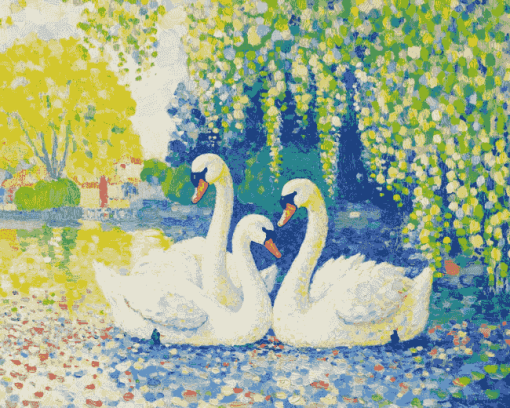 Henri Edmond Cross Swan Family Diamond Painting