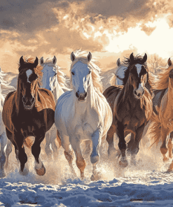 Herd of Horses Galloping Diamond Painting