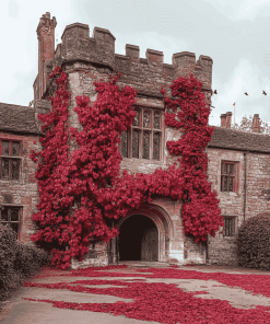 Hever Castle Wall Red Plants Diamond Painting