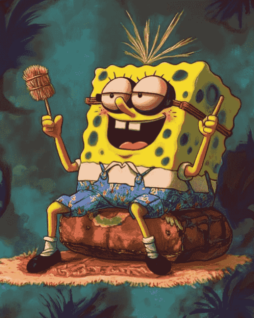 Hippie SpongeBob Cartoons Diamond Painting