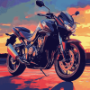 Honda Motorcycle Sunset Diamond Painting