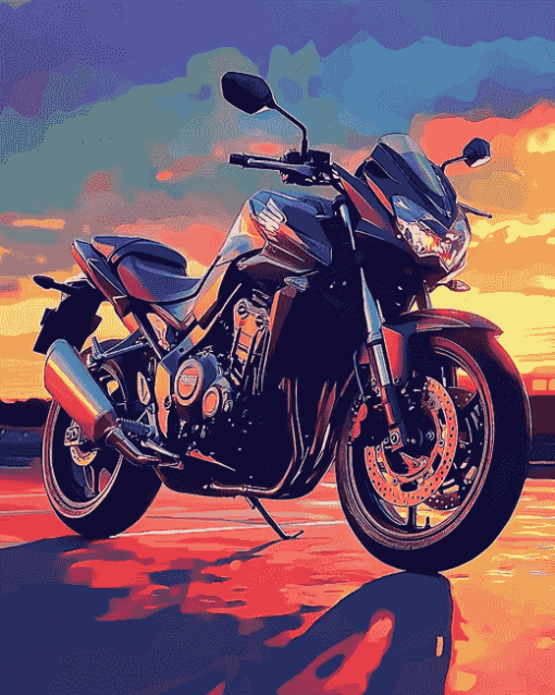 Honda Motorcycle Sunset Diamond Painting