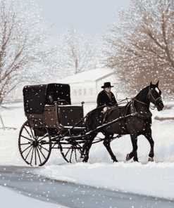 Horse-Drawn Amish Buggy Diamond Painting