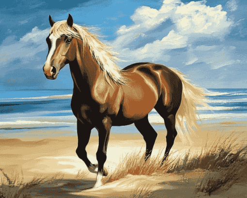 Horse Galloping Beach Diamond Painting