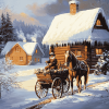 Horse and Wagon Winter Scene Diamond Painting