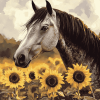 Horse with Sunflowers Diamond Painting