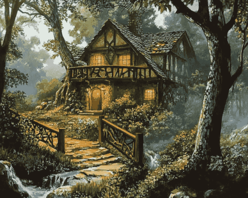 House in Forest Diamond Painting