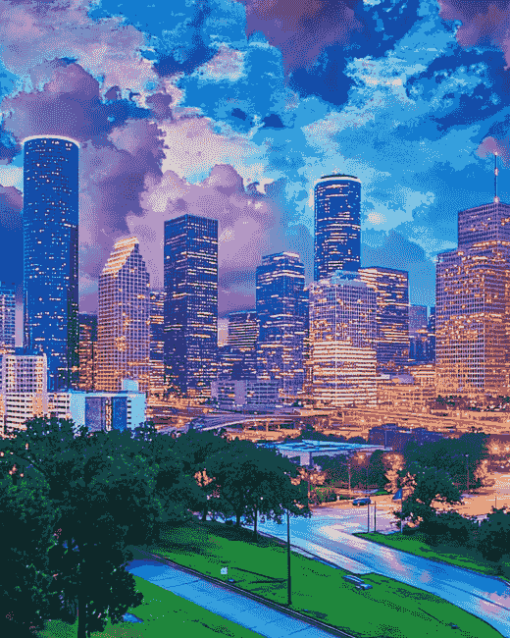 Houston Skyline in Texas Diamond Painting