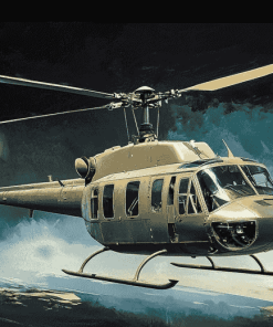 Huey Helicopter Aircraft Diamond Painting