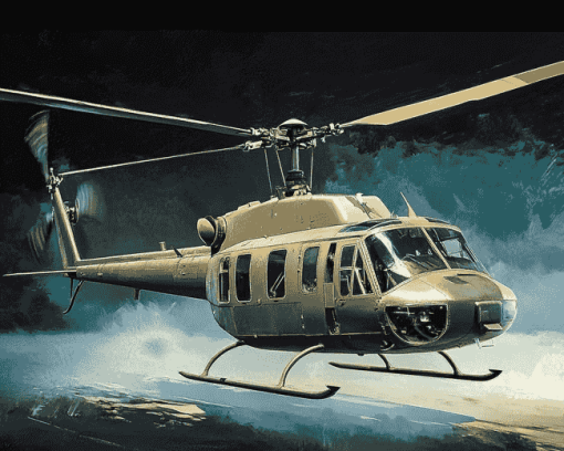 Huey Helicopter Aircraft Diamond Painting